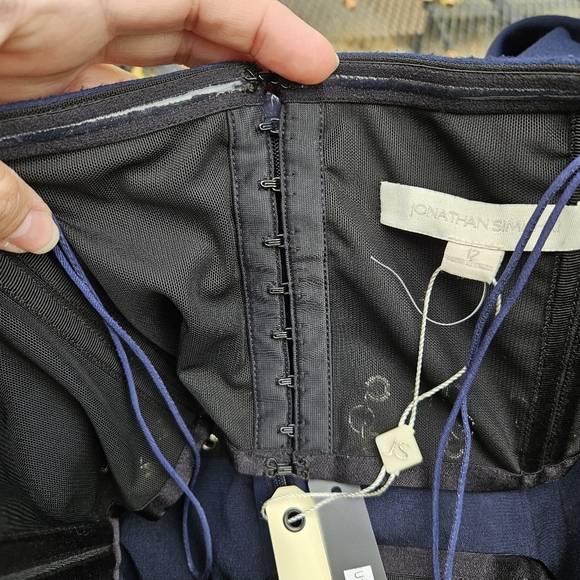 New with flaw Jonathan Simkhai grommet bustier maxi dress midnight size 12 - Picture 9 of 11